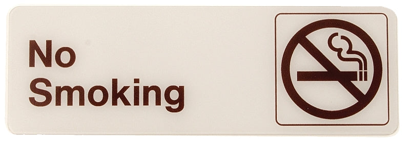 Hy-Ko D-6 Graphic Sign, Rectangular, NO SMOKING, Dark Brown Legend, White Background, Plastic, Pack of 5