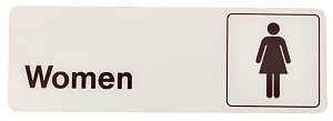 Hy-Ko D-14 Graphic Sign, Rectangular, WOMEN, Dark Brown Legend, White Background, Plastic, 9 in H x 3 in W Dimensions, Pack of 5