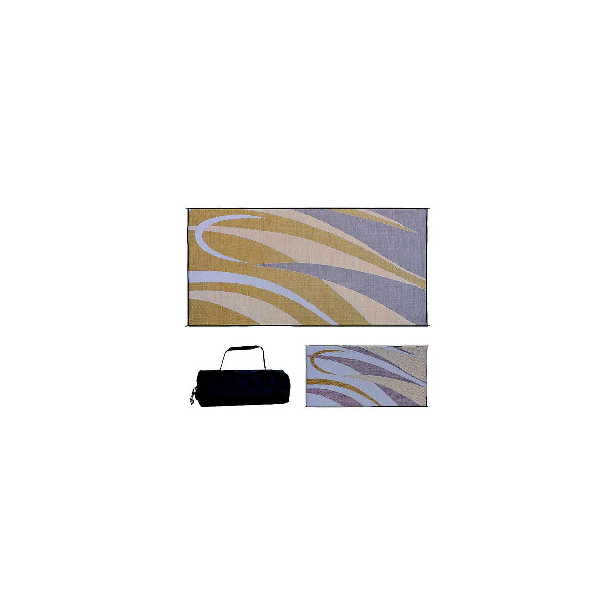Ming's Mark Reversible Mat, Graphic Brown/Gold, 8' x 16'