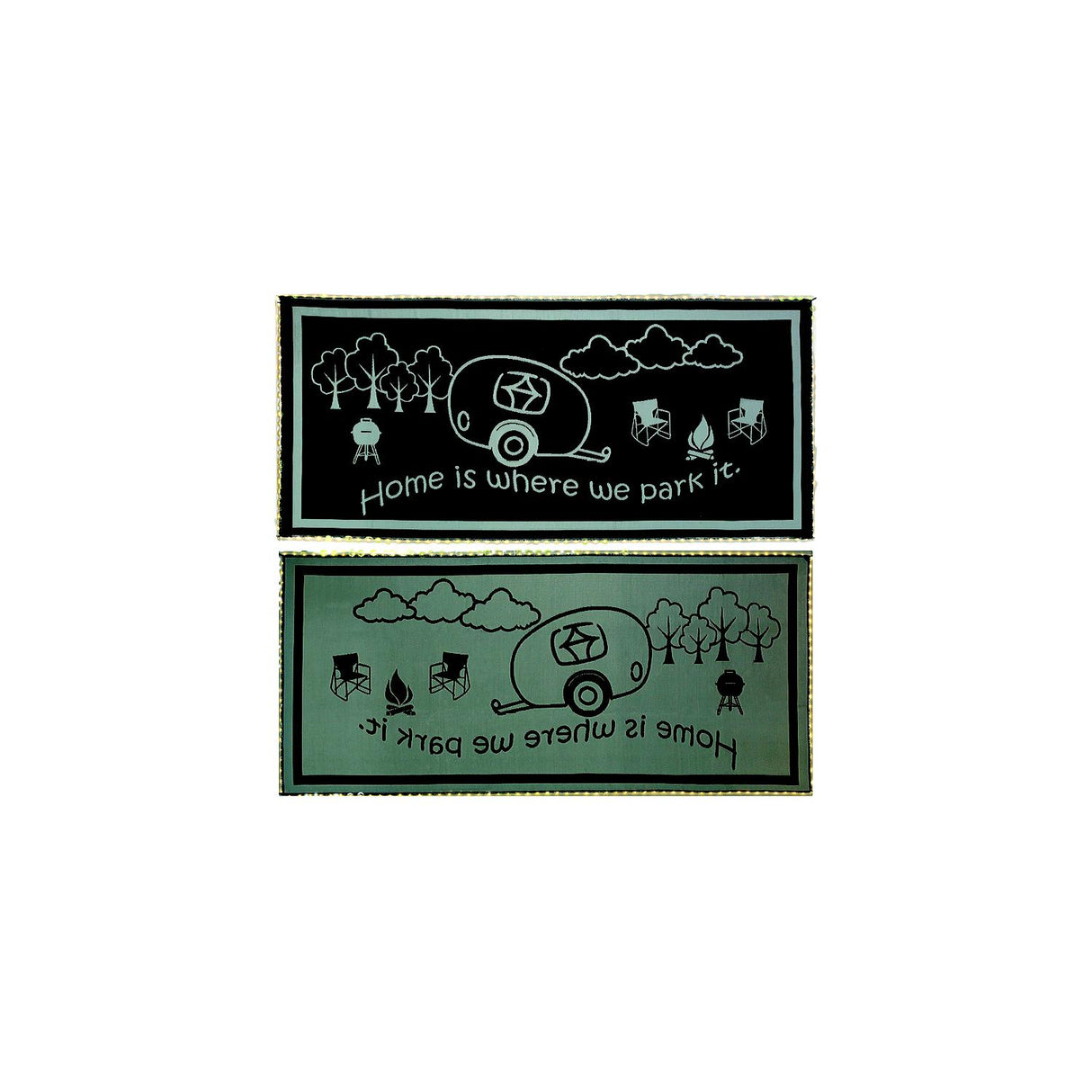 Mings Mark LRVH8181 Reversible Mat w/110V LED Lights, 8' x 18', Black/White