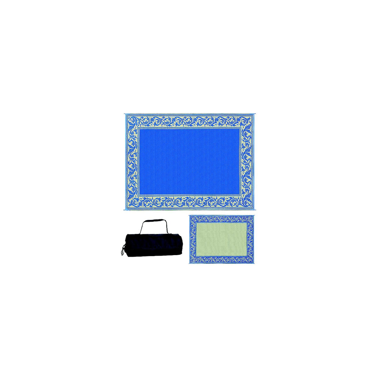 Ming's Mark Reversible Mat, Classical Blue/Beige, 9' x 12'