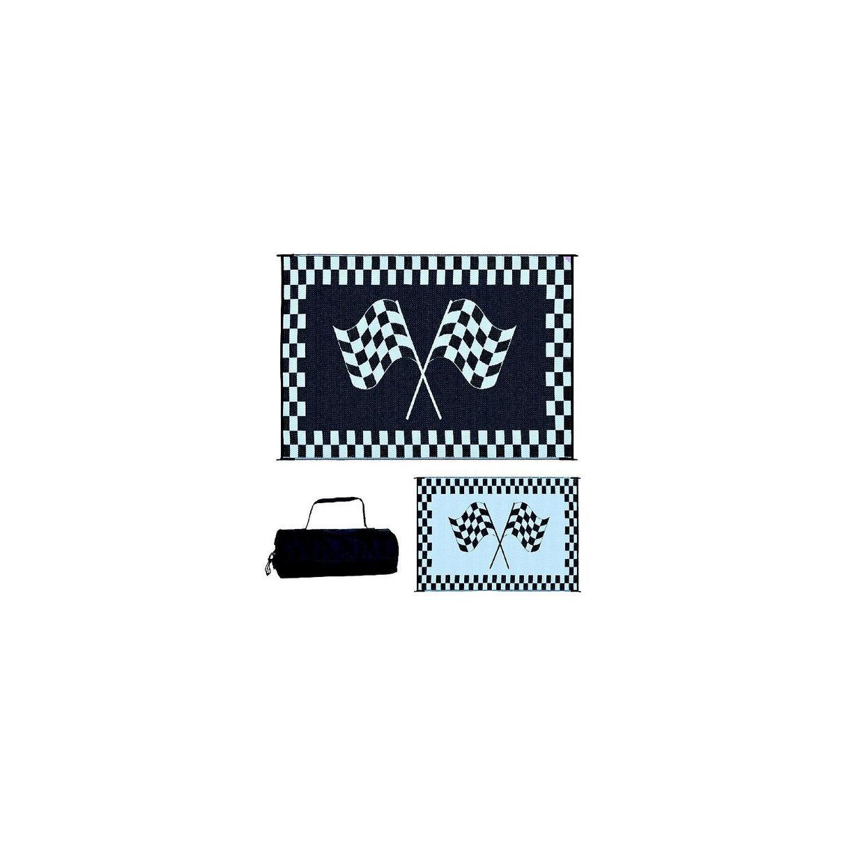 Ming's Mark Reversible Black & White Racing Flag Mat