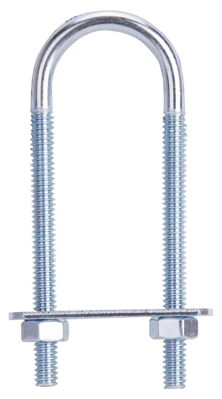 ProSource LR343 U-Bolt, 1/4 in Thread, 2-3/4 in L Thread, Steel, Zinc, Pack of 10