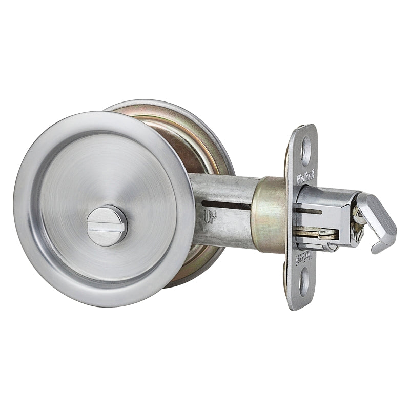 Kwikset 33526DROUNDPOCKET Privacy, Satin Chrome, 2-3/8 in Backset