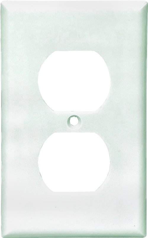 Eaton 2132W Receptacle Wallplate, 4-1/2 in L, 2-3/4 in W, Standard, 1-Gang, Thermoset, White, High-Gloss, Screw
