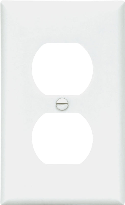 Eaton 5132W Duplex Receptacle Wallplate, 4-1/2 in L, 2-3/4 in W, Standard, 1-Gang, Nylon, White, High-Gloss, Flush