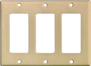 Eaton Cooper Wiring 2163 2163V-BOX Wallplate, 4-1/2 in L, 6.37 in W, 3 -Gang, Thermoset, Ivory, High-Gloss