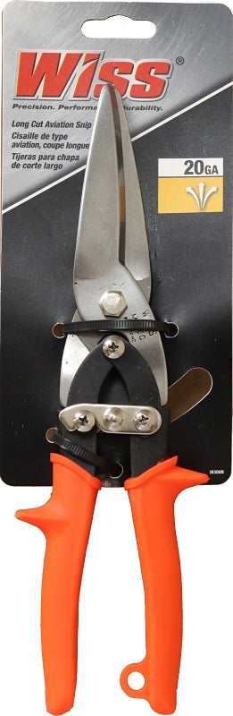 Wiss M300N Utility Snip, 10-1/2 in OAL, 3 in L Cut, Straight Cut, Steel Blade, Non-Slip Handle, Orange Handle