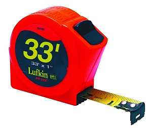 Crescent Lufkin PHV1433N Tape Measure, 33 ft L Blade, 1 in W Blade, Steel Blade, ABS Case, Orange Case