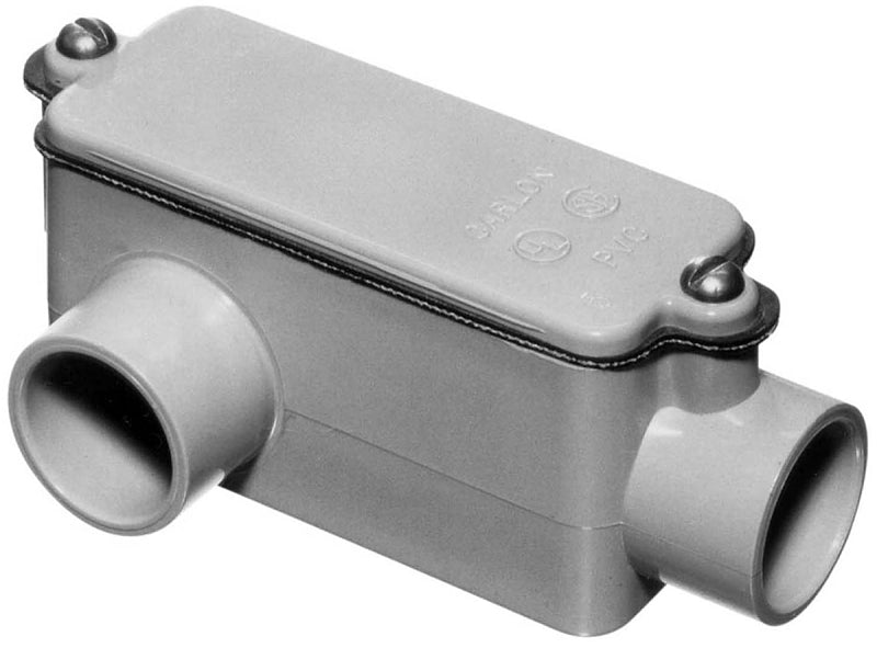 Carlon E985E-CTN Conduit Body, 2-Hub, 3/4 in Hub, PVC, Gray