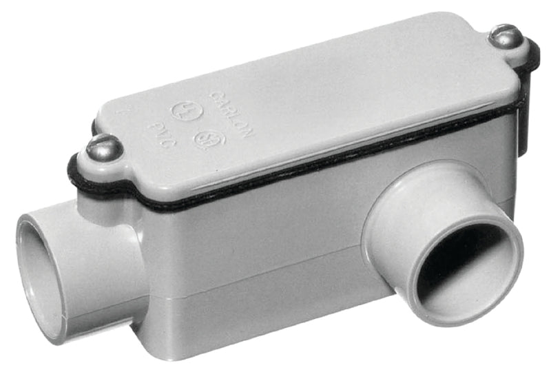 Carlon E984D-CTN Conduit Body, 1/2 in Hub, 4-5/16 in OAL, PVC, Gray