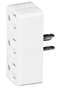 Eaton Cooper Wiring 1147W-BOX Outlet Adapter, 2 -Pole, 15 A, 125 V, 3 -Outlet, NEMA: NEMA 5-15R