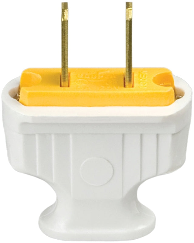 Eaton Wiring Devices 1912W-BOX Electrical Plug, Flat Handle Body, 5/16 in, 2-Pole, 15 A, 125 V, NEMA: NEMA 1-15, White