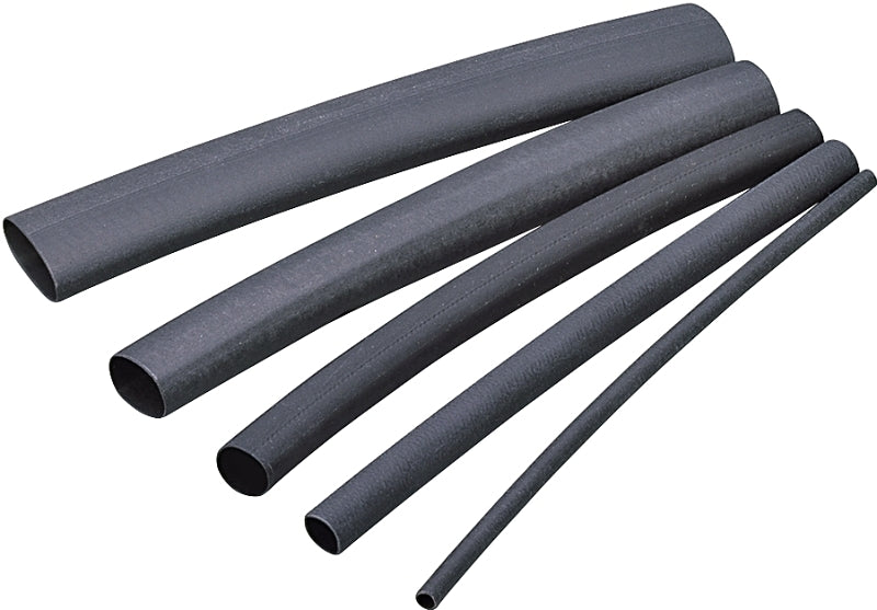 Gardner Bender HST-187 Heat-Shrink Tubing, 3/16 in Expanded, 3/32 in Recovered Dia, 4 in L, Polyolefin, Black