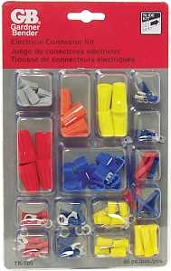 Gardner Bender TK-100 Wire Connector Kit, Solderless, Assorted, For: 22 to 10 AWG Wire, 80 -Piece