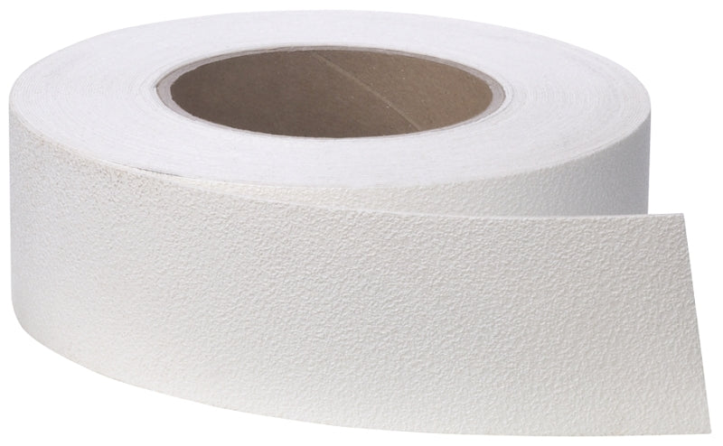 3M 7744 Resilient Tread, 60 ft L, 2 in W, Vinyl Backing, White