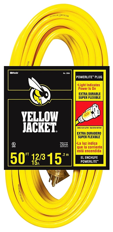 CCI 2884 Extension Cord, 12 AWG Cable, 50 ft L, 15 A, 125 V