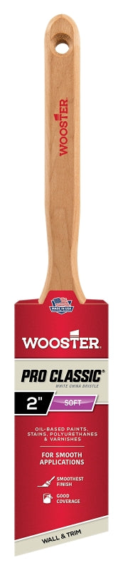 Wooster Pro Classic Z1222-2 Paint Brush, 2 in W, 2-7/8 in L Bristle, China Bristle, Angular Handle