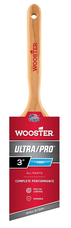 Wooster Ultra/Pro 4174-3 Paint Brush, 3 in W, Firm Brush, 3-3/16 in L Bristle, Nylon/Polyester Bristle, Angular Handle
