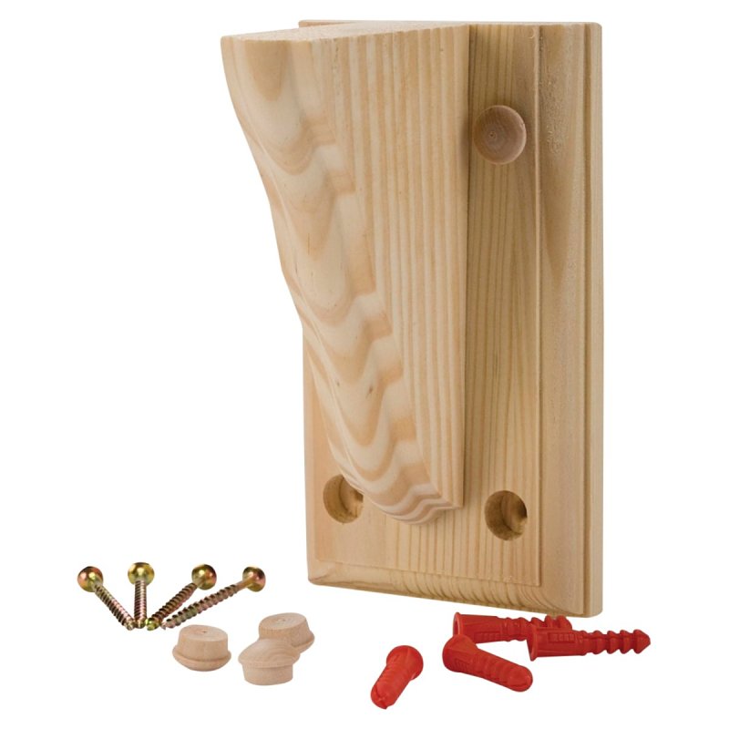Waddell 1352 Shelf Bracket, 11-1/4 in L, 7-3/4 in H, Wood, Natural, Pack of 10