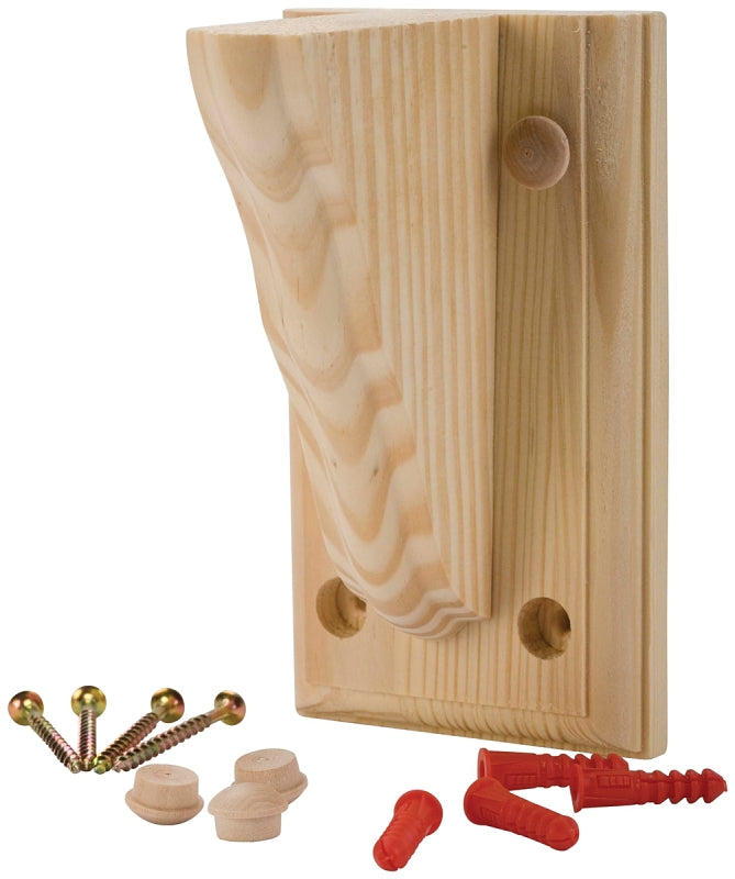 Waddell 1351 Shelf Bracket, 9 in L, 6 in H, Wood, Natural