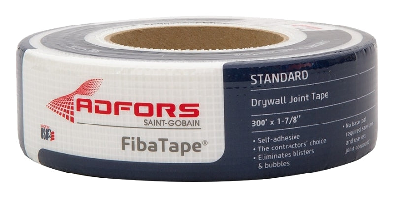 Adfors FibaTape FDW8665-U Drywall Tape Wrap, 300 ft L, 1-7/8 in W, White