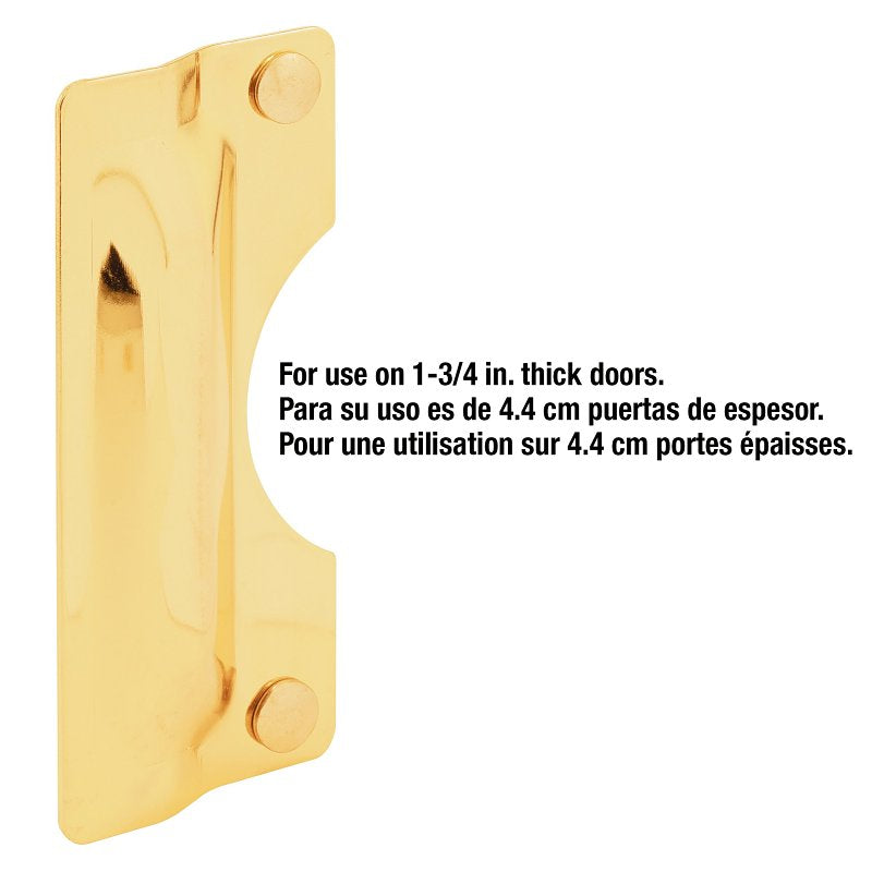 Defender Security U 9502 Entry Door Latch Shield, 7 in L, 3 in W, Steel, Brass