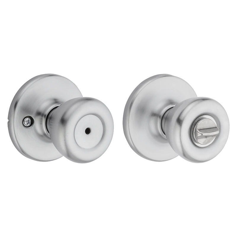 Kwikset 300T 26DRCLRCSBX Privacy Lockset, Satin Chrome, ADA Compliant, 1-7/8 in Dia Knob