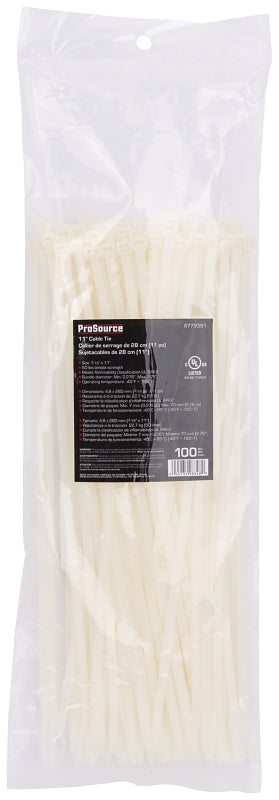 ProSource CV280-1003L Cable Tie, 11 inches, 50lb Tensile Strength, Self-Lock Locking, Nylon, Clear