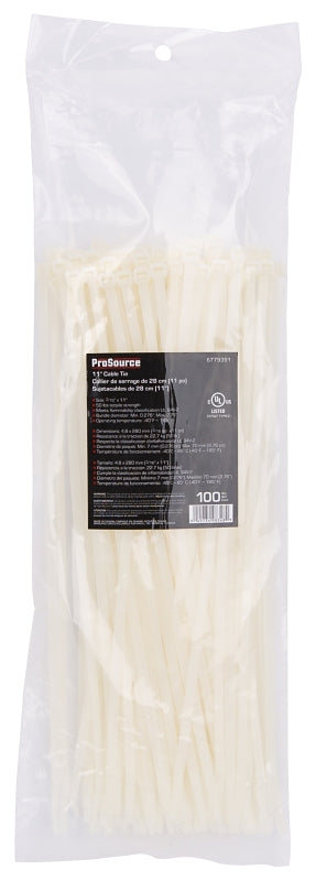 ProSource CV280-1003L Cable Tie, 11 inches, 50lb Tensile Strength, Self-Lock Locking, Nylon, Clear