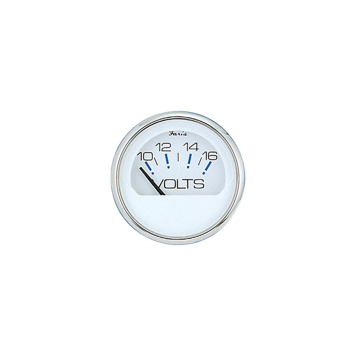 Faria Chesapeake SS White 2″ Gauge - Voltmeter Gauge (10-16 VDC)