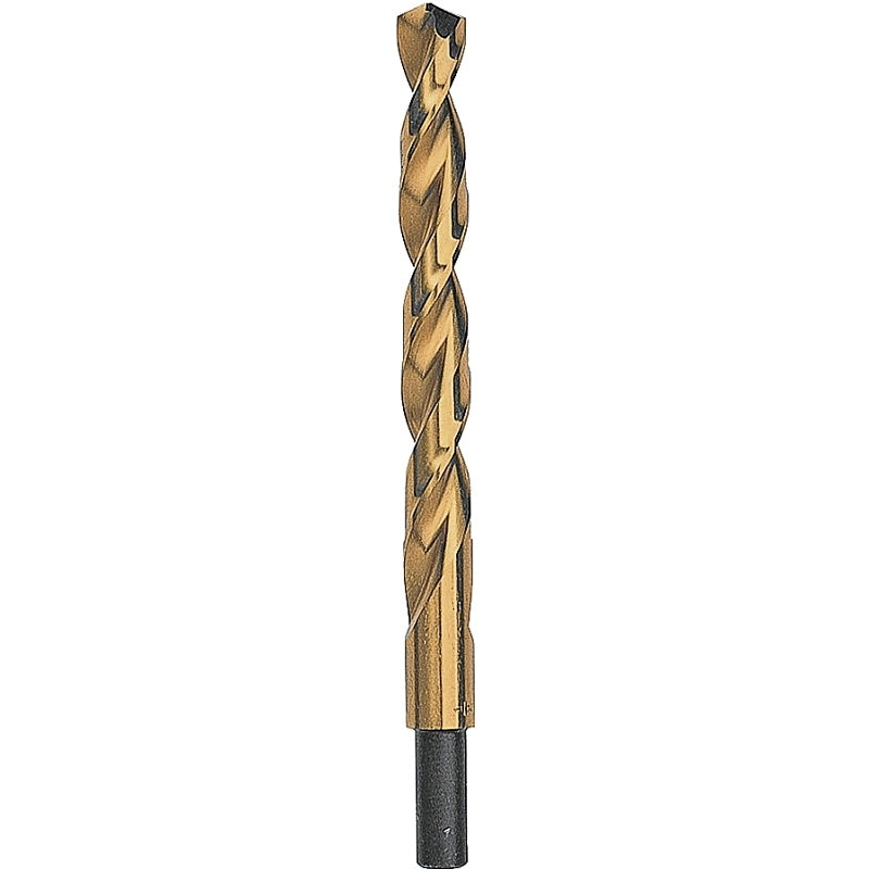 DEWALT DW1332 Jobber Drill Bit, 1/2 in Dia, 6 in OAL, Parabolic Flute, 3/8 in Dia Shank, Reduced Shank