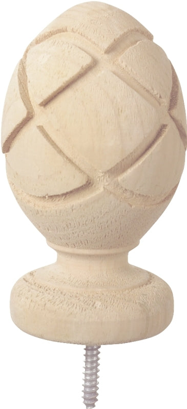 UFP 106092 Post Top, 6-1/4 in H, Pineapple, Wood, White
