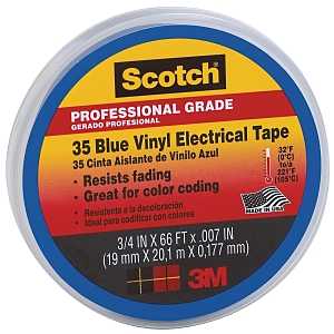 Scotch 10836-DL-10 Electrical Tape, 66 ft L, 3/4 in W, PVC Backing, Blue