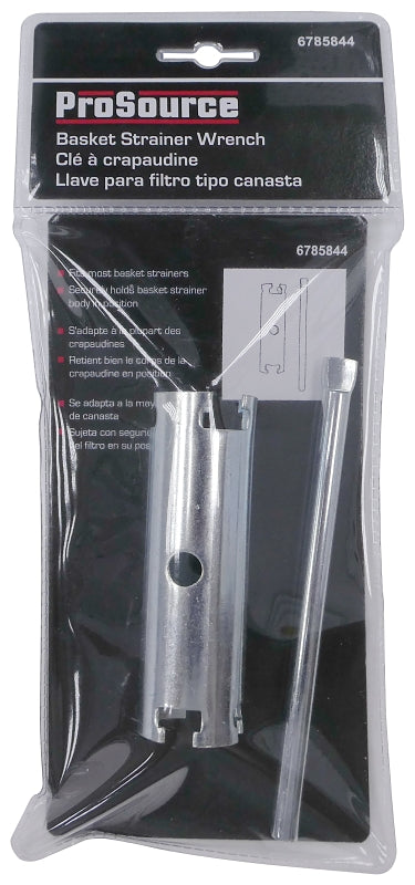 ProSource PMB-501-3L Basket Strainer Wrench, 1-1/4 in Head, 4 in L, Steel, Zinc Plated