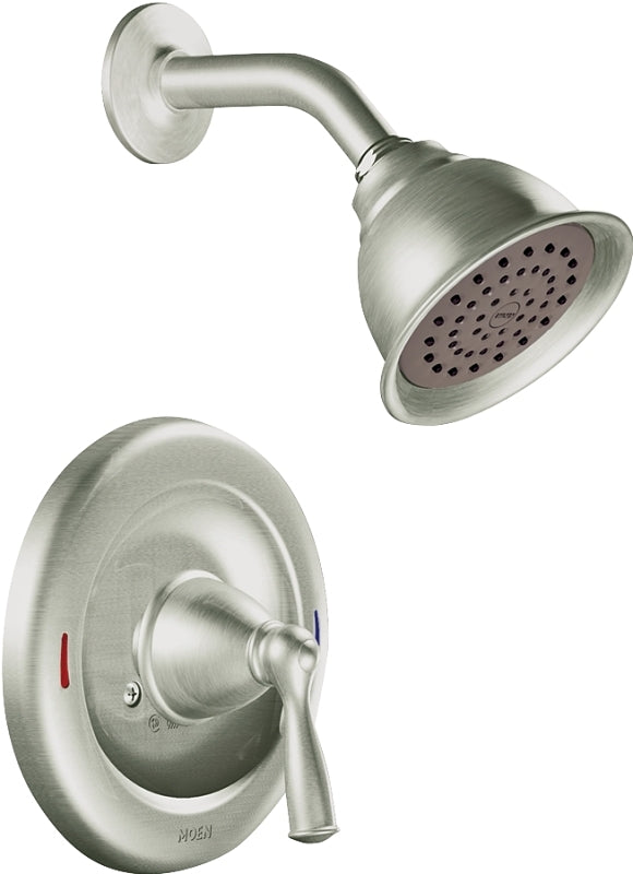 Moen 82912SRN Shower Faucet, 1.75 gpm, 4 in Showerhead, Metal, Brushed Nickel, Lever Handle, 1-Handle, ADA Compliant
