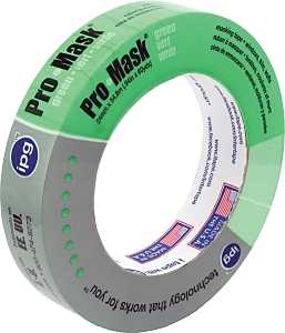 IPG 5803-1 Masking Tape, 60 yd L, 0.94 in W, 5.9 mil Thick, Crepe Paper/Synthetic Rubber Backing, Light Green