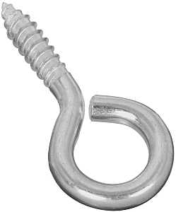 National Hardware N220-434 Screw Eye, #2, 0.26 in Dia Wire, 1.12 in L Thread, 2.62 in OAL, 115 lb Working Load, Steel, Pack of 20