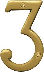 Hy-Ko Prestige Series BR-43BB/3 House Number, 2.938 in W x 6.875 in H Dimensions, Character: 3, 4 in H Character, Pack of 3
