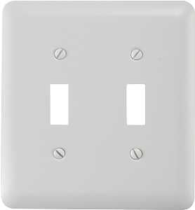 Amerelle 935TTW Wallplate, 5 in L, 4-5/8 in W, Steel, White, 2-Gang