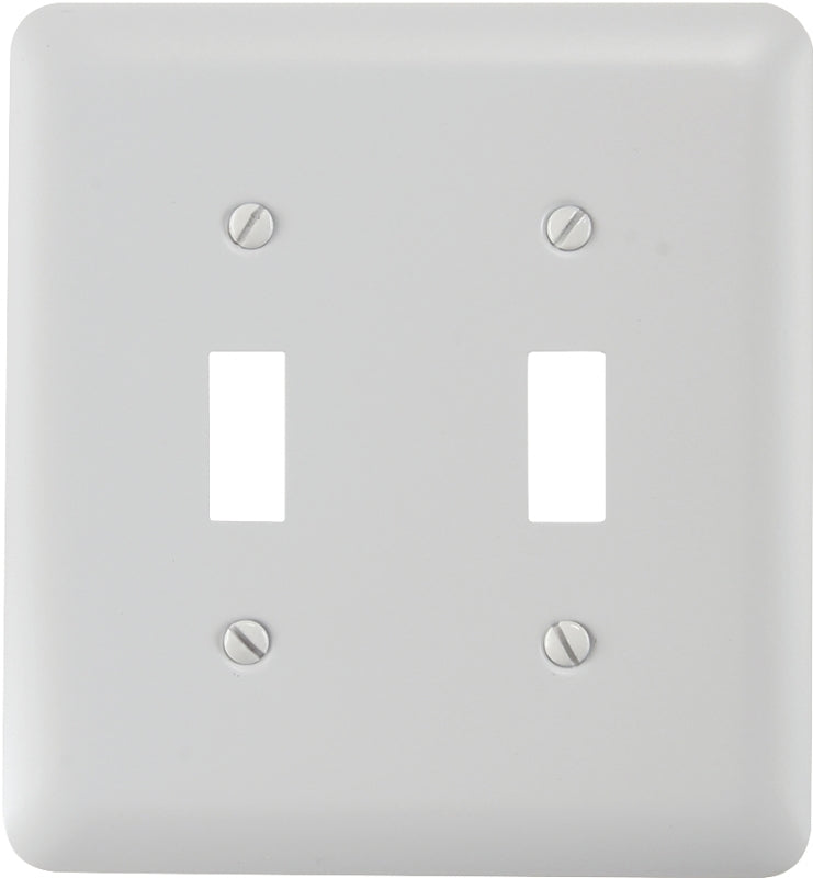 Amerelle Devon Series 935TTW Wallplate, 5 in L, 4-5/8 in W, 2-Gang, Steel, White