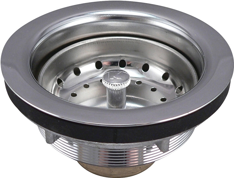 Keeney Brass Work Horse Series 2431NPC Basket Strainer, 4-3/8 in Dia, Stainless Steel, Chrome-Plated, 3-1/4 in Dia Mesh