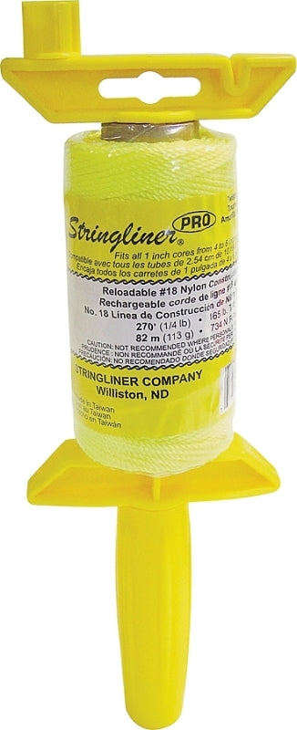 Stringliner 25112 Line Reel, 270 ft L Line, Fluorescent Yellow Line, 1/4 in Dia