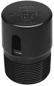 Oatey 39012 In-Line Vent, 1-1/2 in, NPT, ABS, Black