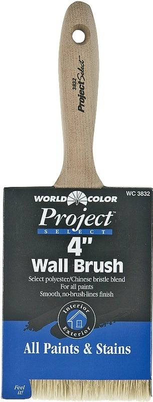 Linzer IMPACT 3832-4 Paint Brush, 4 in W, 3-1/2 in L Bristle, Polyester Bristle, Varnished Handle