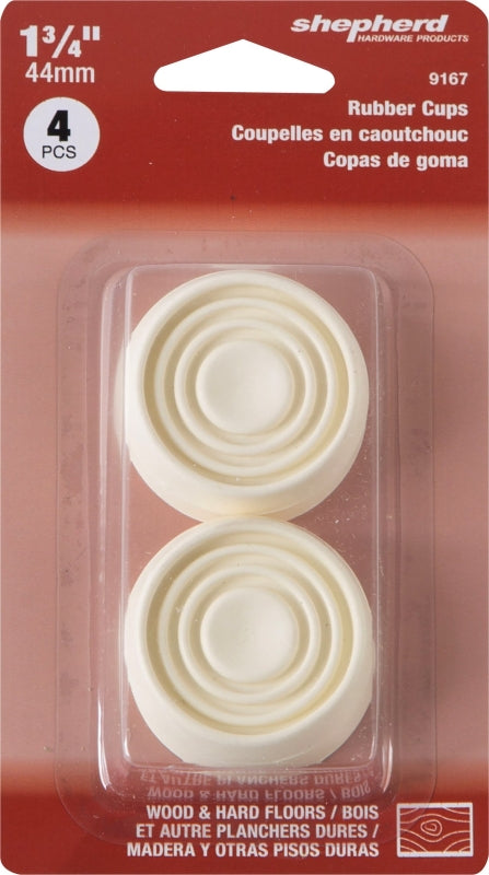 Shepherd Hardware 9167 Caster Cup, Round, 1-3/4 in Dimensions, Rubber, Off-White, 4/PK, Pack of 6