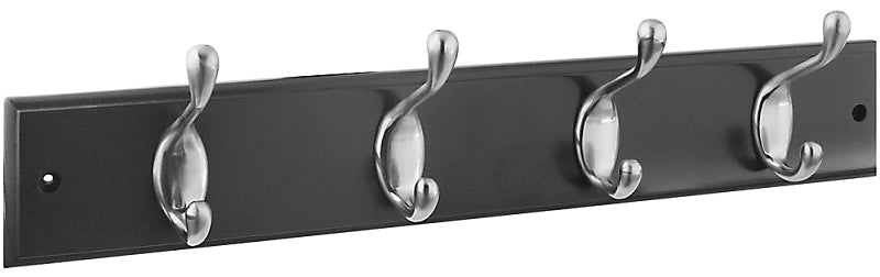 National Hardware DPV8170 Series S813-048 Hook Rail, 4 -Hook, Wood, Satin Nickel