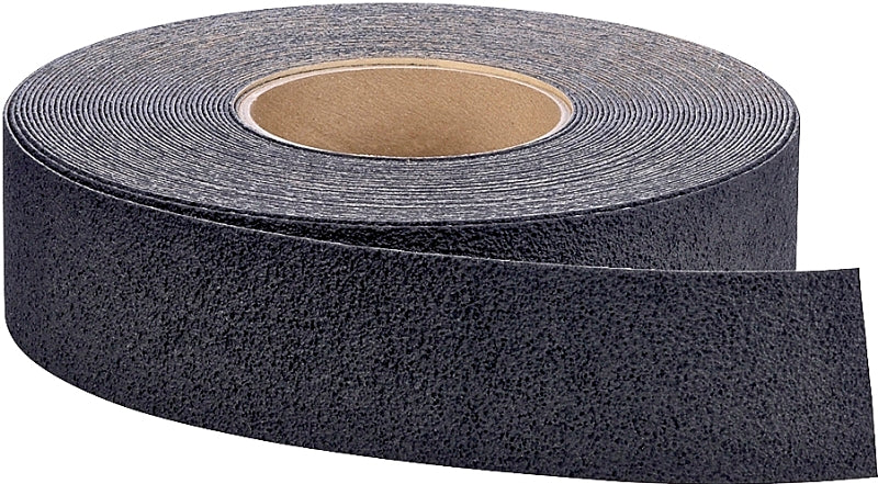 3M 7737 Resilient Tread, 60 ft L, 2 in W, Vinyl Backing, Black, ADA Compliant
