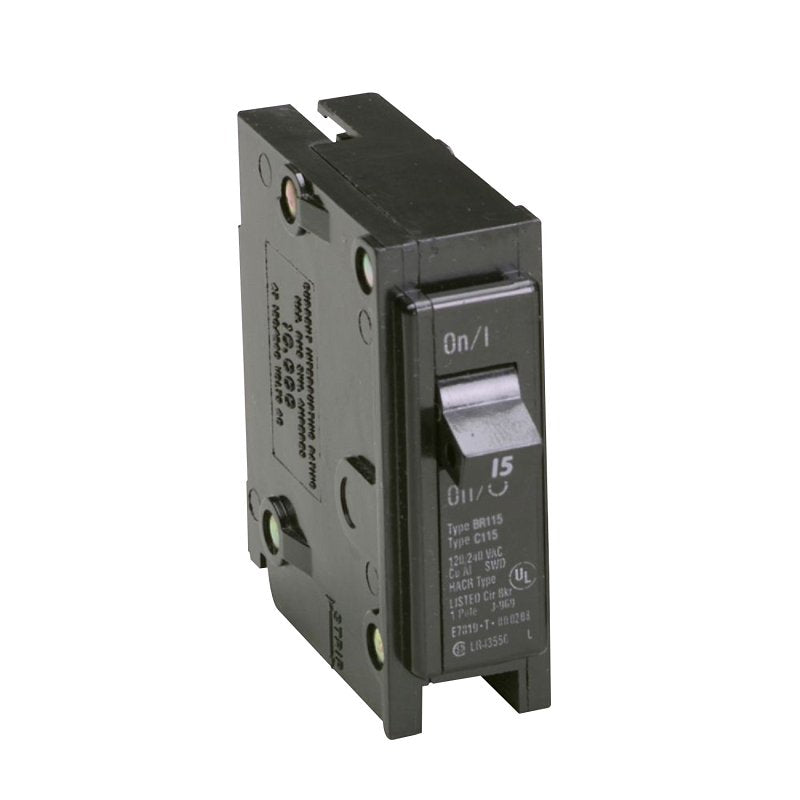 Cutler-Hammer BR115 Mini Circuit Breaker, Type BR, 15 A, 1-Pole, 120/240 V, Plug