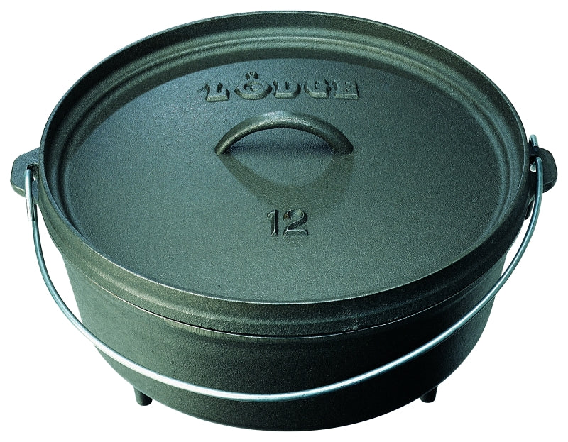 Lodge L10CO3 Camp Dutch Oven, 4 qt, Cast Iron, Black, Bail Handle